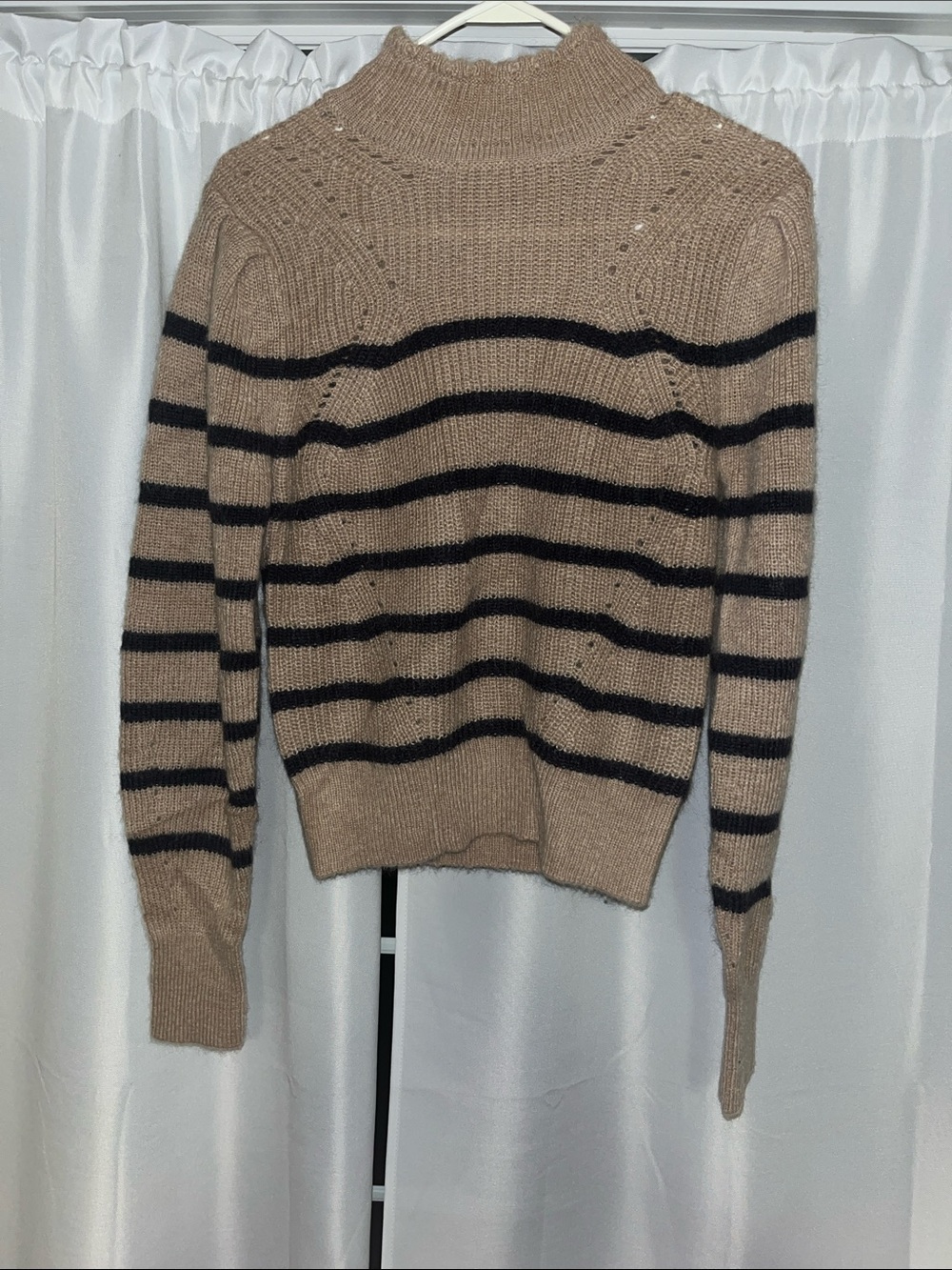 Berenice Cowl Neck Sweater in Beige and Black